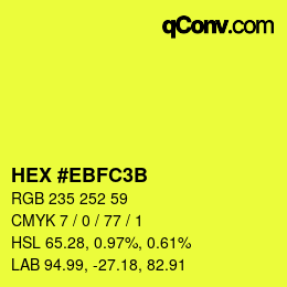 Color code: HEX #EBFC3B | qconv.com