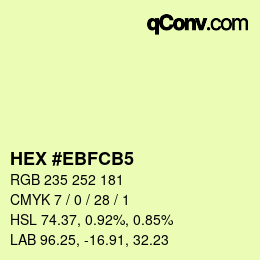 Color code: HEX #EBFCB5 | qconv.com