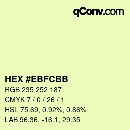 Color code: HEX #EBFCBB | qconv.com