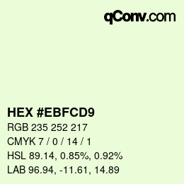 Farbcode: HEX #EBFCD9 | qconv.com