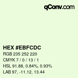 Color code: HEX #EBFCDC | qconv.com