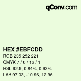 Color code: HEX #EBFCDD | qconv.com