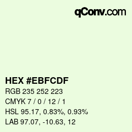 Farbcode: HEX #EBFCDF | qconv.com