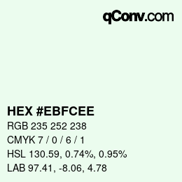 Color code: HEX #EBFCEE | qconv.com