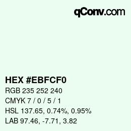 カラーコード: HEX #EBFCF0 | qconv.com
