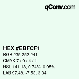 Color code: HEX #EBFCF1 | qconv.com