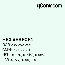 Color code: HEX #EBFCF4 | qconv.com