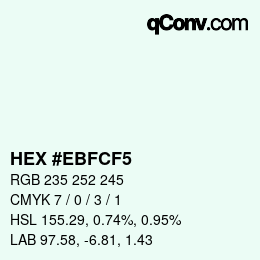 Código de color: HEX #EBFCF5 | qconv.com
