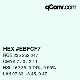 Color code: HEX #EBFCF7 | qconv.com