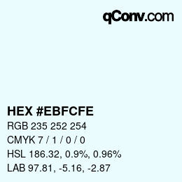 Color code: HEX #EBFCFE | qconv.com