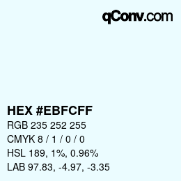 Color code: HEX #EBFCFF | qconv.com