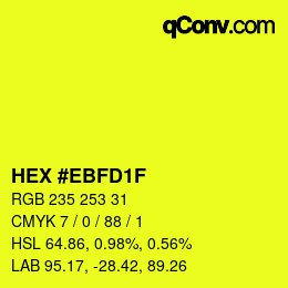 Farbcode: HEX #EBFD1F | qconv.com