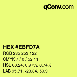 Color code: HEX #EBFD7A | qconv.com