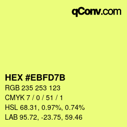 Farbcode: HEX #EBFD7B | qconv.com
