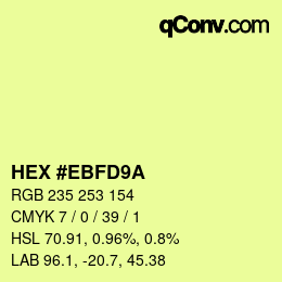 カラーコード: HEX #EBFD9A | qconv.com