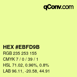 Color code: HEX #EBFD9B | qconv.com