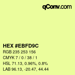 Farbcode: HEX #EBFD9C | qconv.com