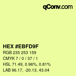 Farbcode: HEX #EBFD9F | qconv.com