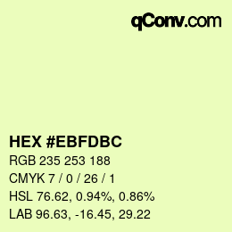 Color code: HEX #EBFDBC | qconv.com