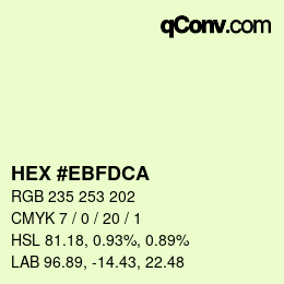 Color code: HEX #EBFDCA | qconv.com