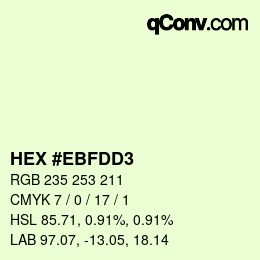 颜色代码: HEX #EBFDD3 | qconv.com