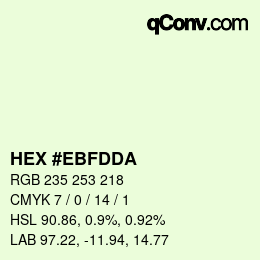 Color code: HEX #EBFDDA | qconv.com