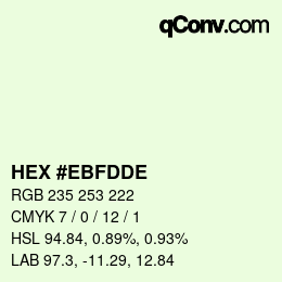 Color code: HEX #EBFDDE | qconv.com