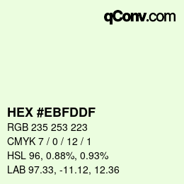 Farbcode: HEX #EBFDDF | qconv.com