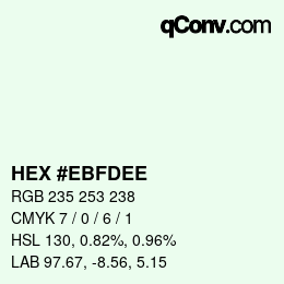 Color code: HEX #EBFDEE | qconv.com