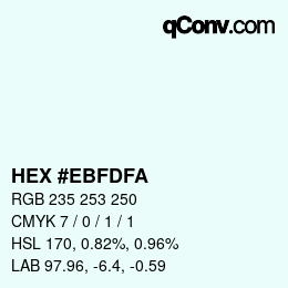 Color code: HEX #EBFDFA | qconv.com