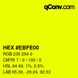 Color code: HEX #EBFE00 | qconv.com