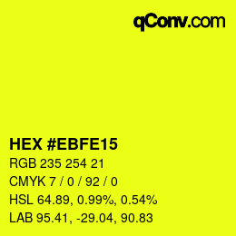 Color code: HEX #EBFE15 | qconv.com