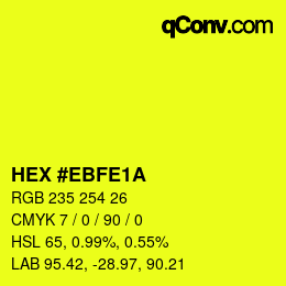 Color code: HEX #EBFE1A | qconv.com