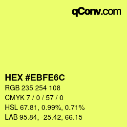 Color code: HEX #EBFE6C | qconv.com