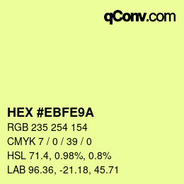 カラーコード: HEX #EBFE9A | qconv.com