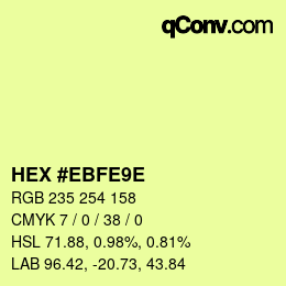 Color code: HEX #EBFE9E | qconv.com
