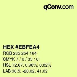 Color code: HEX #EBFEA4 | qconv.com