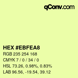 カラーコード: HEX #EBFEA8 | qconv.com