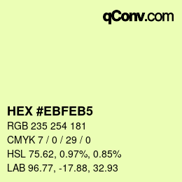 Código de color: HEX #EBFEB5 | qconv.com