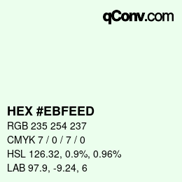 Color code: HEX #EBFEED | qconv.com