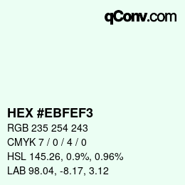 Color code: HEX #EBFEF3 | qconv.com