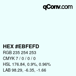 Color code: HEX #EBFEFD | qconv.com