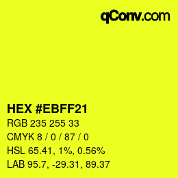 Color code: HEX #EBFF21 | qconv.com