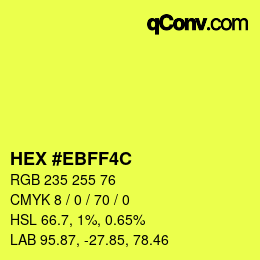 Farbcode: HEX #EBFF4C | qconv.com