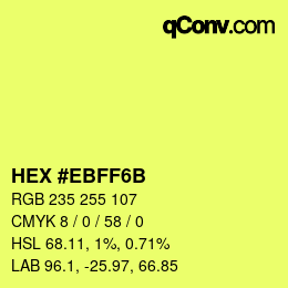 Farbcode: HEX #EBFF6B | qconv.com