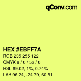 Color code: HEX #EBFF7A | qconv.com