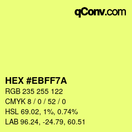 Código de color: HEX #EBFF7A | qconv.com