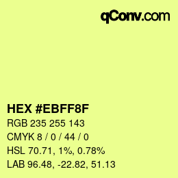 カラーコード: HEX #EBFF8F | qconv.com