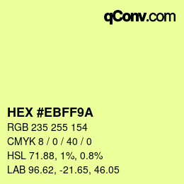 Color code: HEX #EBFF9A | qconv.com