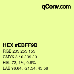 Color code: HEX #EBFF9B | qconv.com